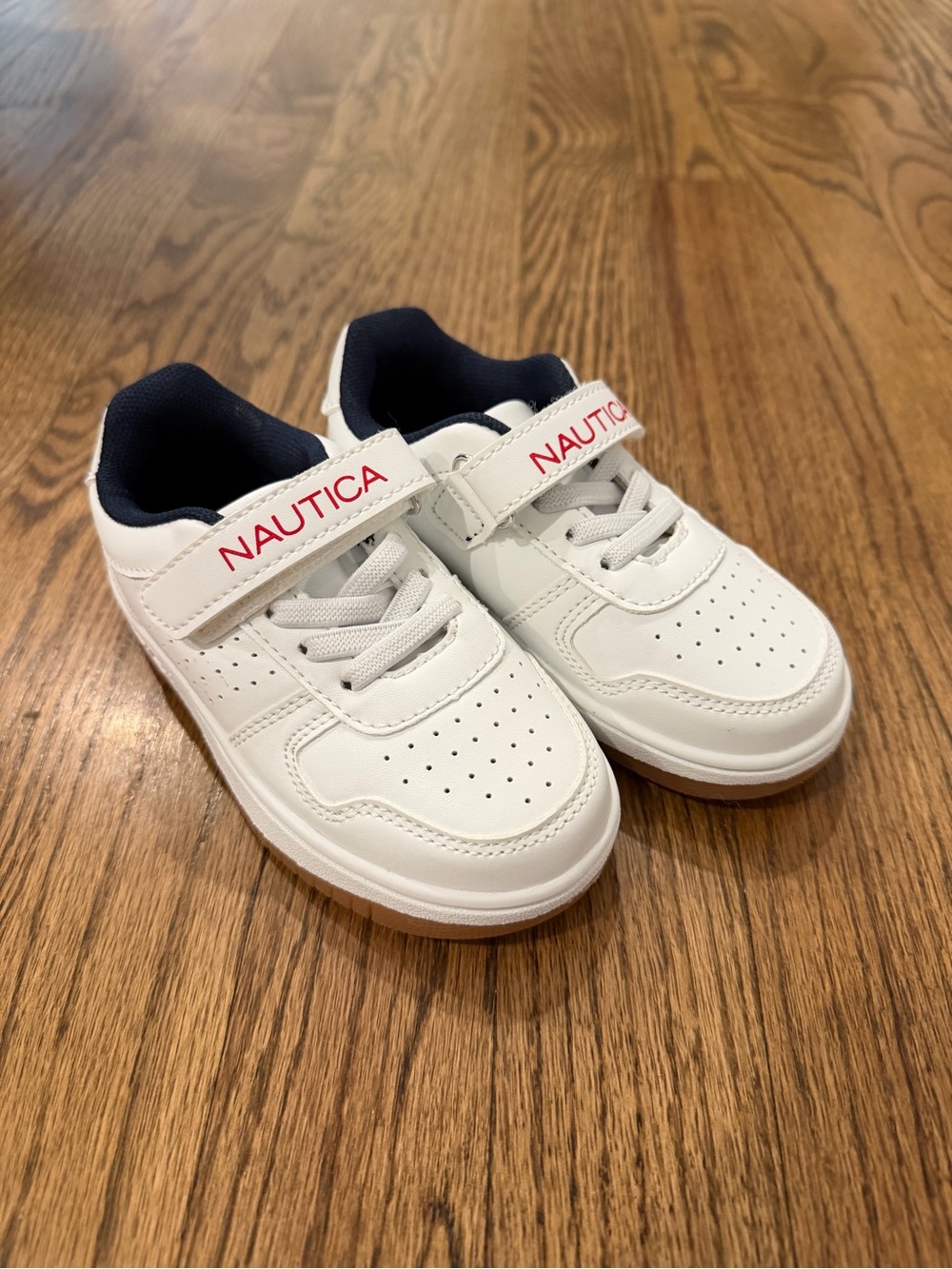 Nautica Kids' White & Navy Hook-and-Loop Sneakers Size 8 Child